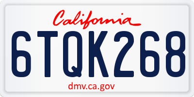 CA license plate 6TQK268