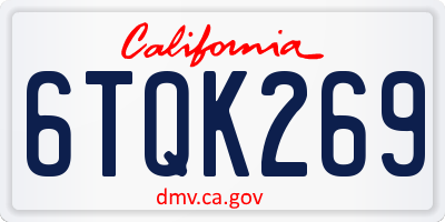 CA license plate 6TQK269