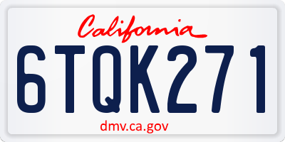 CA license plate 6TQK271