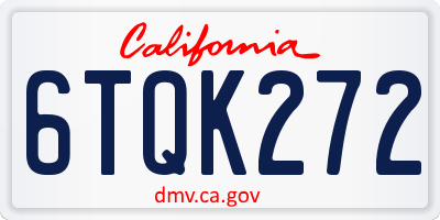 CA license plate 6TQK272