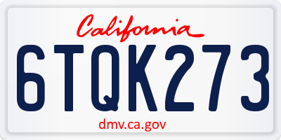 CA license plate 6TQK273