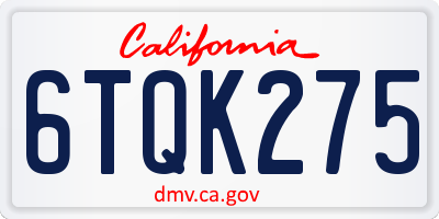 CA license plate 6TQK275