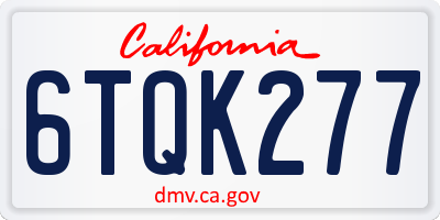 CA license plate 6TQK277