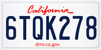 CA license plate 6TQK278