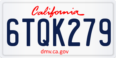 CA license plate 6TQK279