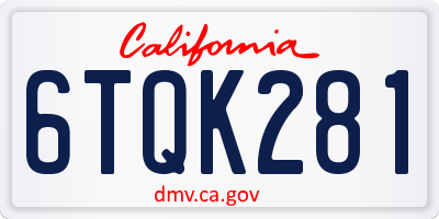 CA license plate 6TQK281