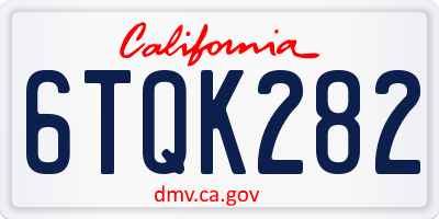 CA license plate 6TQK282