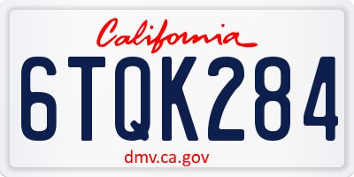 CA license plate 6TQK284