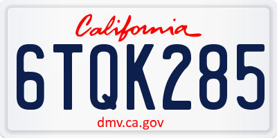 CA license plate 6TQK285