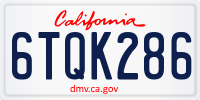 CA license plate 6TQK286