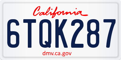 CA license plate 6TQK287