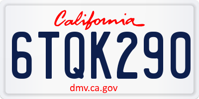 CA license plate 6TQK290