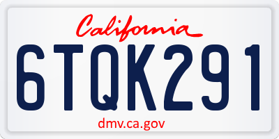 CA license plate 6TQK291