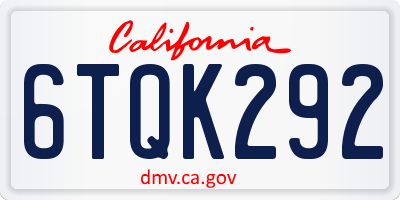 CA license plate 6TQK292