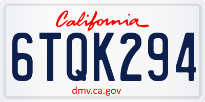 CA license plate 6TQK294