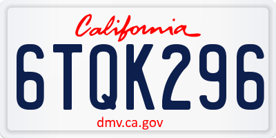 CA license plate 6TQK296