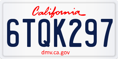 CA license plate 6TQK297