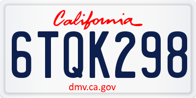 CA license plate 6TQK298