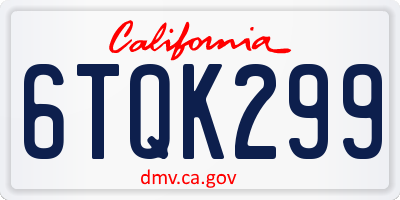 CA license plate 6TQK299