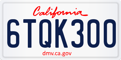 CA license plate 6TQK300