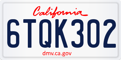 CA license plate 6TQK302