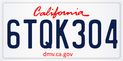 CA license plate 6TQK304