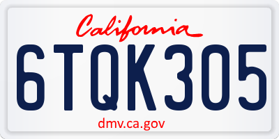 CA license plate 6TQK305