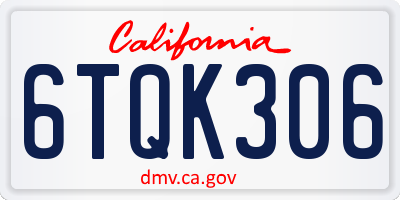 CA license plate 6TQK306