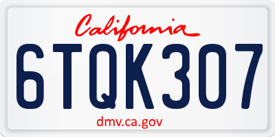 CA license plate 6TQK307