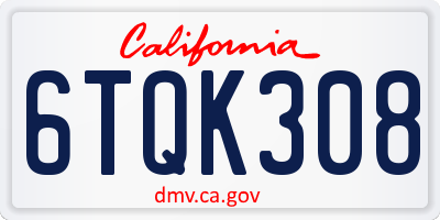 CA license plate 6TQK308