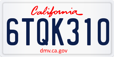 CA license plate 6TQK310