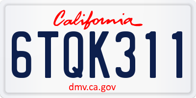 CA license plate 6TQK311