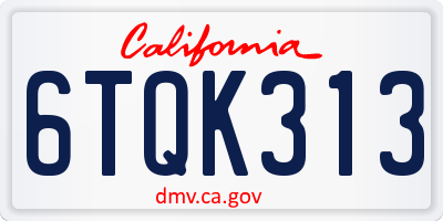 CA license plate 6TQK313