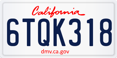 CA license plate 6TQK318