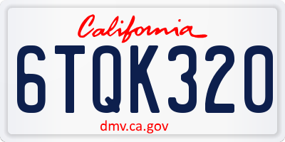 CA license plate 6TQK320