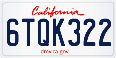CA license plate 6TQK322