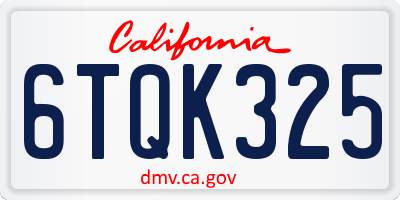 CA license plate 6TQK325