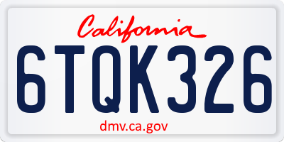 CA license plate 6TQK326