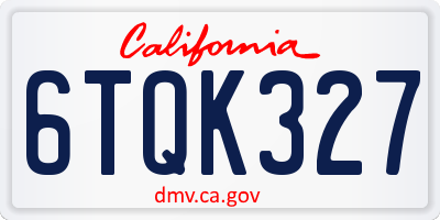 CA license plate 6TQK327