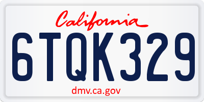 CA license plate 6TQK329