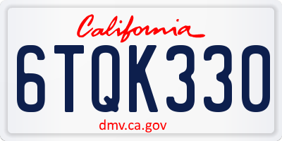 CA license plate 6TQK330