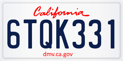 CA license plate 6TQK331