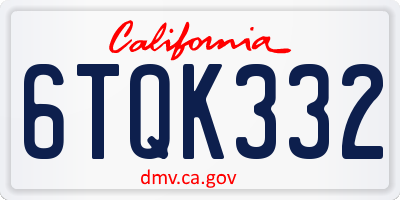 CA license plate 6TQK332