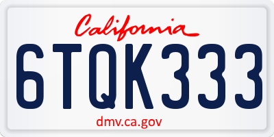 CA license plate 6TQK333