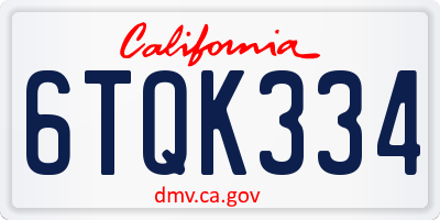 CA license plate 6TQK334