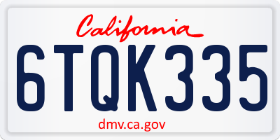 CA license plate 6TQK335