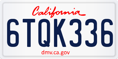 CA license plate 6TQK336