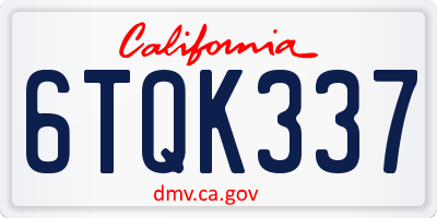 CA license plate 6TQK337