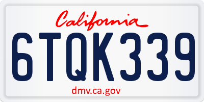 CA license plate 6TQK339