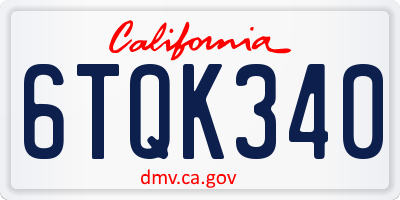 CA license plate 6TQK340